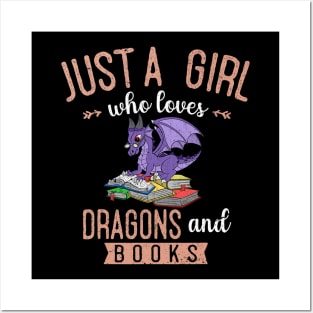 Just A Girl Who Loves Dragons And Books Reading Dragon Posters and Art